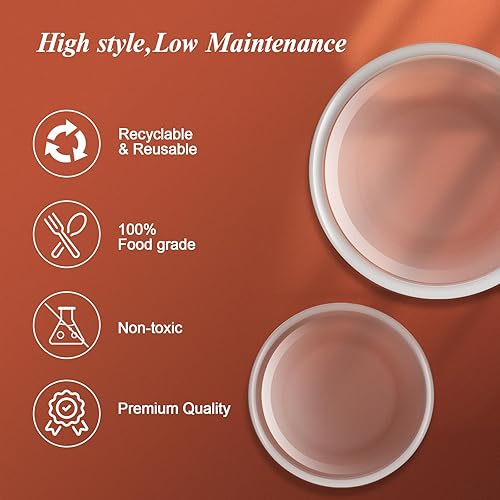 Miniatura 4 de Juego de 225 platos de plástico transparente con borde para fiesta, vajilla desechable para 25 invitados, platos de plástico para fiestas,