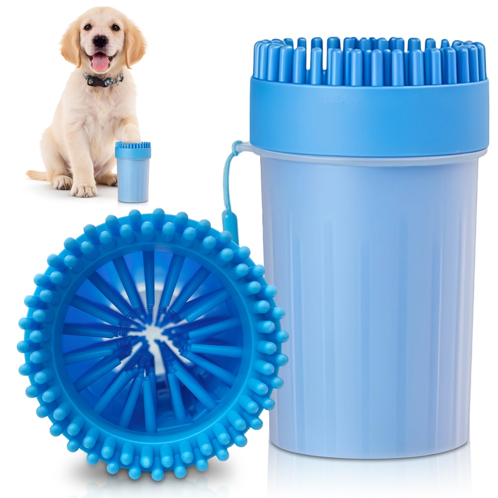 Limpiador de Patas para Perros, Portátil de Perro Limpia Pata, Reutilizable Lava para Mascota, para Mascotas de Talla Pequeña y Mediana - Azul Mediano