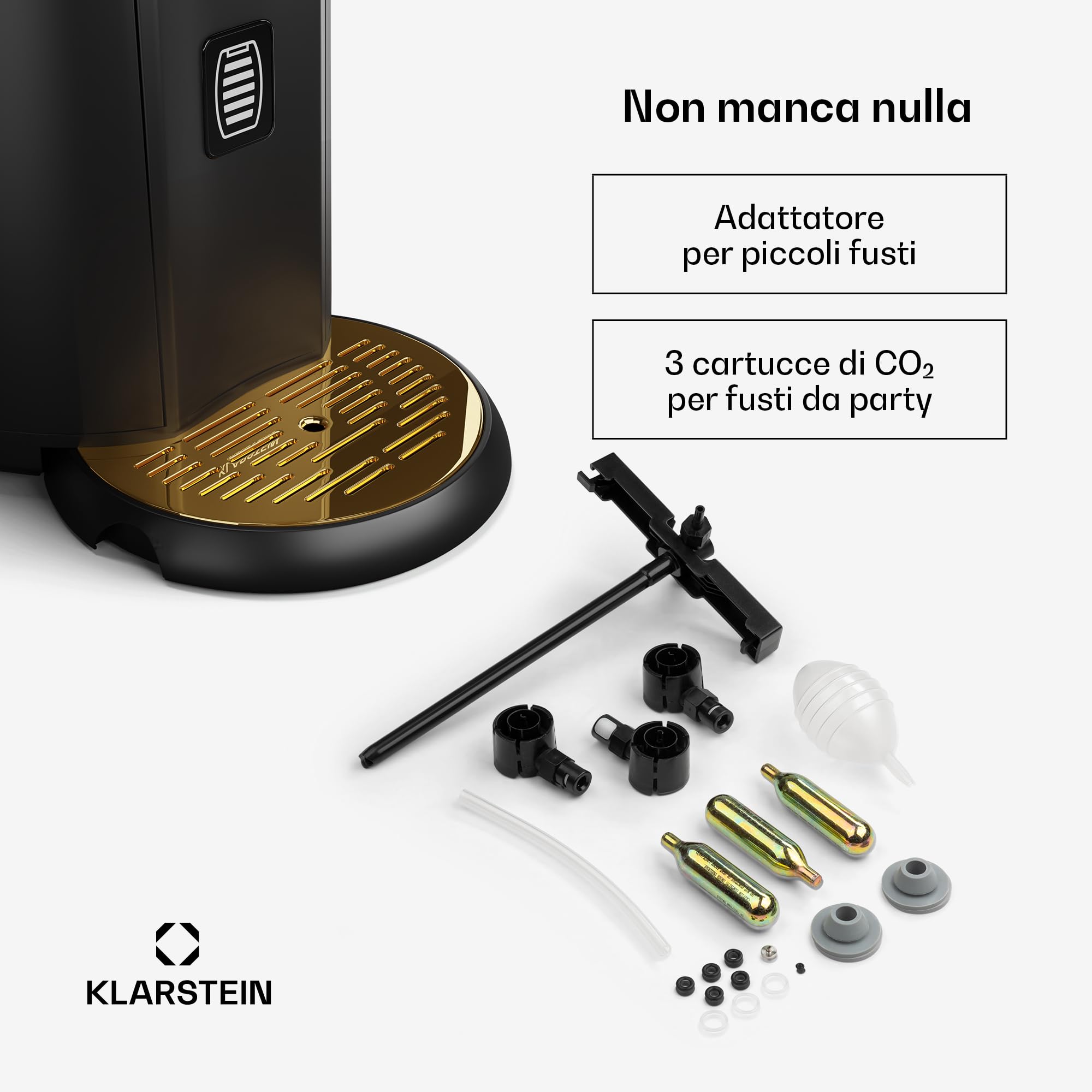 Klarstein Spillatore Birra da Casa - Dispenser Birra con Raffreddamento UltraFast, Temperatura Regolabile, Sistema a Cartuccia CO2, Display LCD