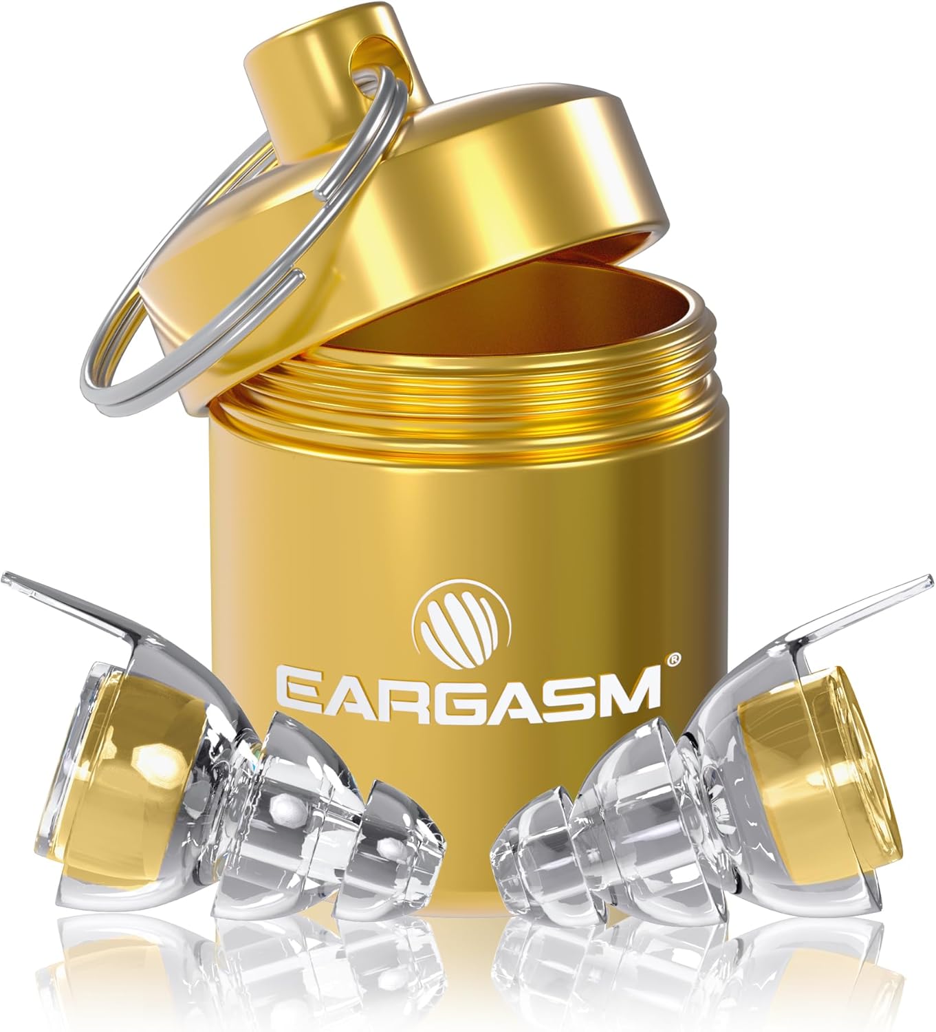 Eargasm High Fidelity Earplugs with Gold Filters - Reusable Noise Reduction Hearing Protection Ear-Plugs with Carrying Case for Bartenders, Concerts, Festivals, Raves, Musicians, Live Music, Sports