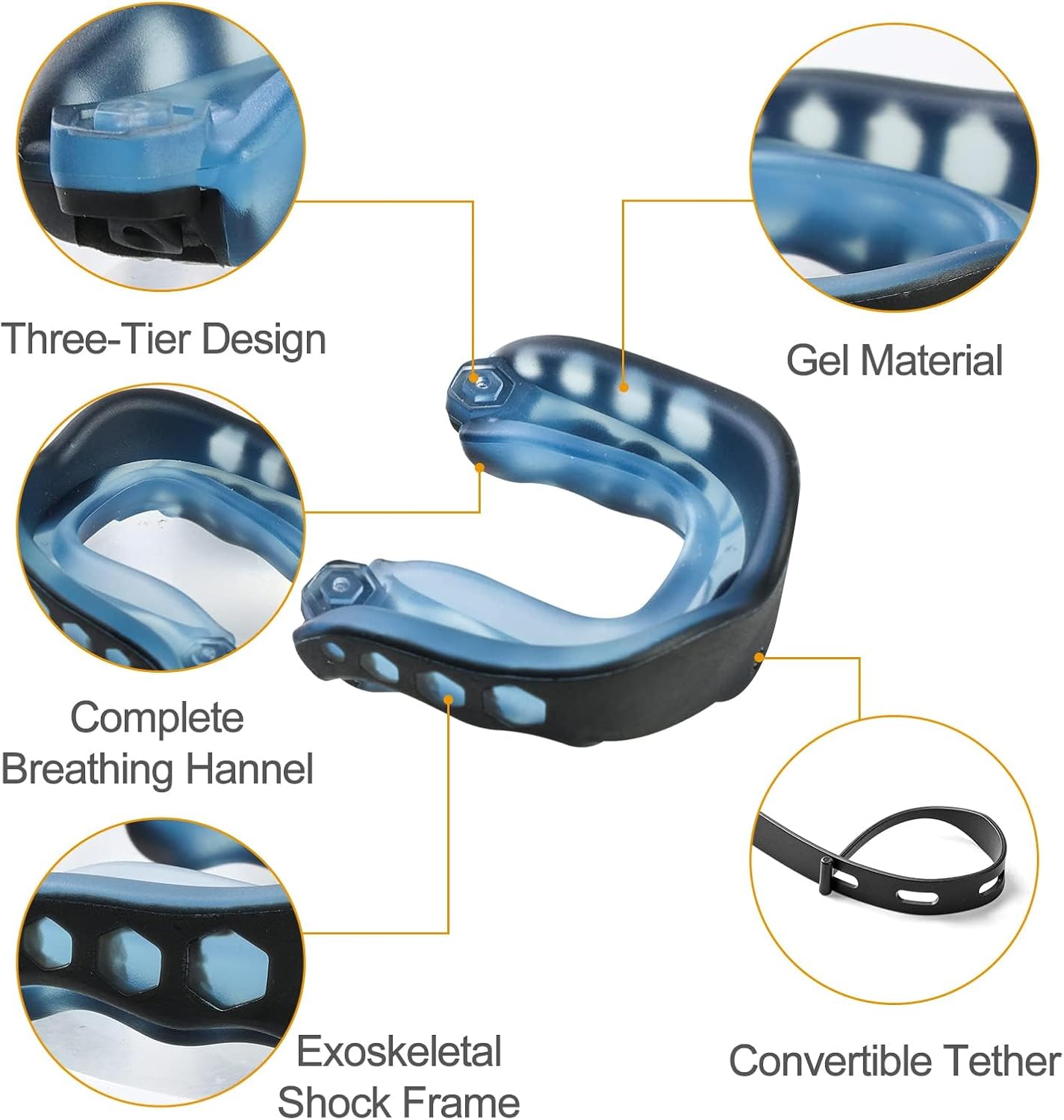 4Pack Football Mouth Guard with Strap, Soft Youth Mouth Guard Football Mouthpiece, Professional MouthGuard Sports for Boxing, MMA, Hockey, Rugby, Basketball for Adult and Youth