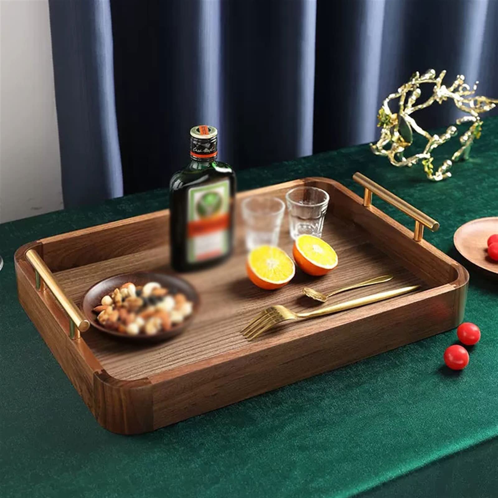 Bandeja De Madera Maciza Rectangular - 45x15x2 Cm, Para Servir Aperitivos, Quesos O Como Plato Decorativo