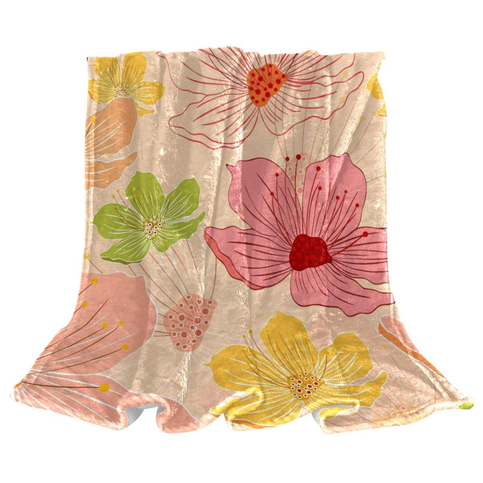 Couverture polaire motif fleur de pêcher, un jeté de lit décoratif au confort haut de gamme