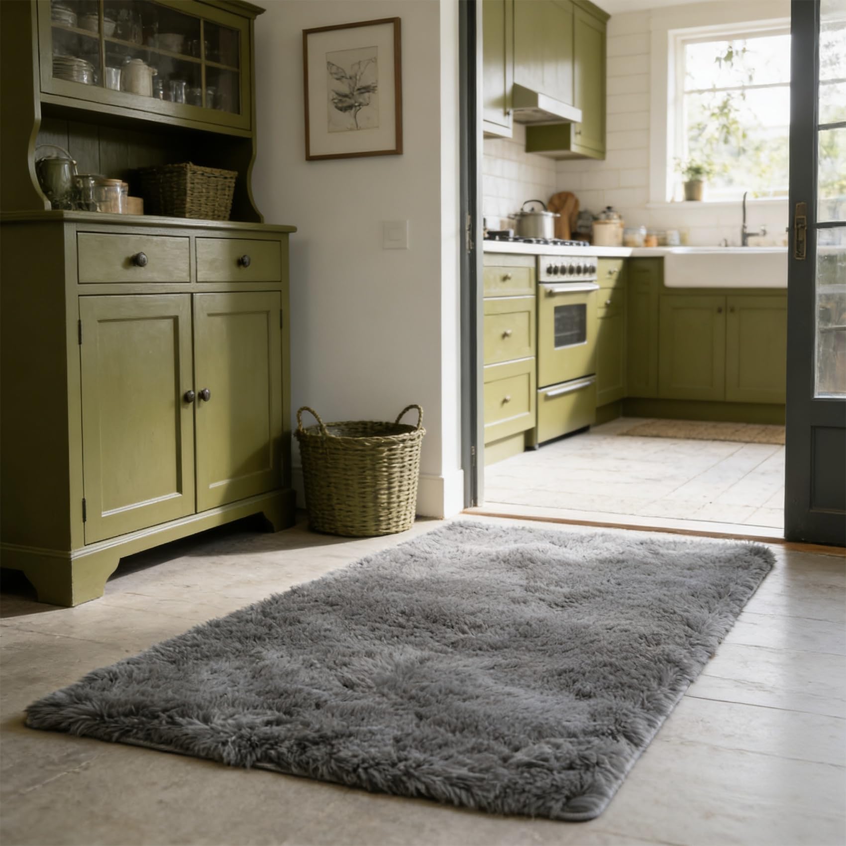 Tapis salon à poils longs élégant et design moderne gris 157x290 cm