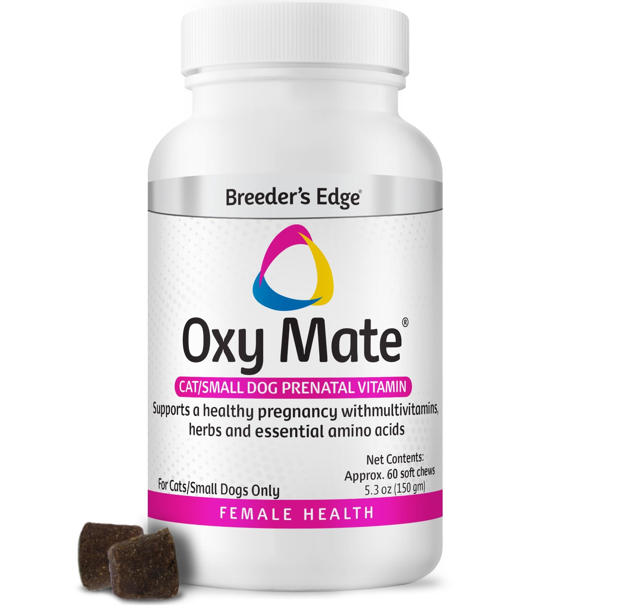 Revival Animal Health Breeder's Edge Oxy Mate- Prenatal Supplement- for Small Dogs & Cats- 60ct Soft Chews
