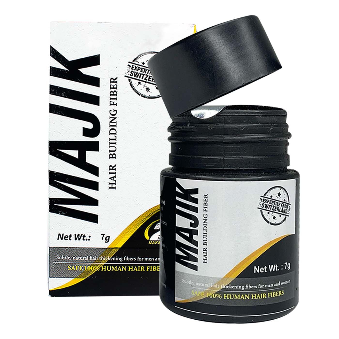 Majik Human Hair Fibers Fill In Thinning and Fine Hair for an Instantly Fuller for Women and Men Premium Hair Building Formulation with Hold Spray and Optimizer Comb (7 Gram Black)-image-24
