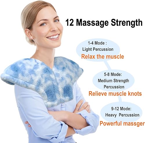Miniatura 4 de Almohadilla térmica con masajeador para la parte superior de la espalda y los hombros, envoltura térmica de masaje grande para aliviar el dolor de