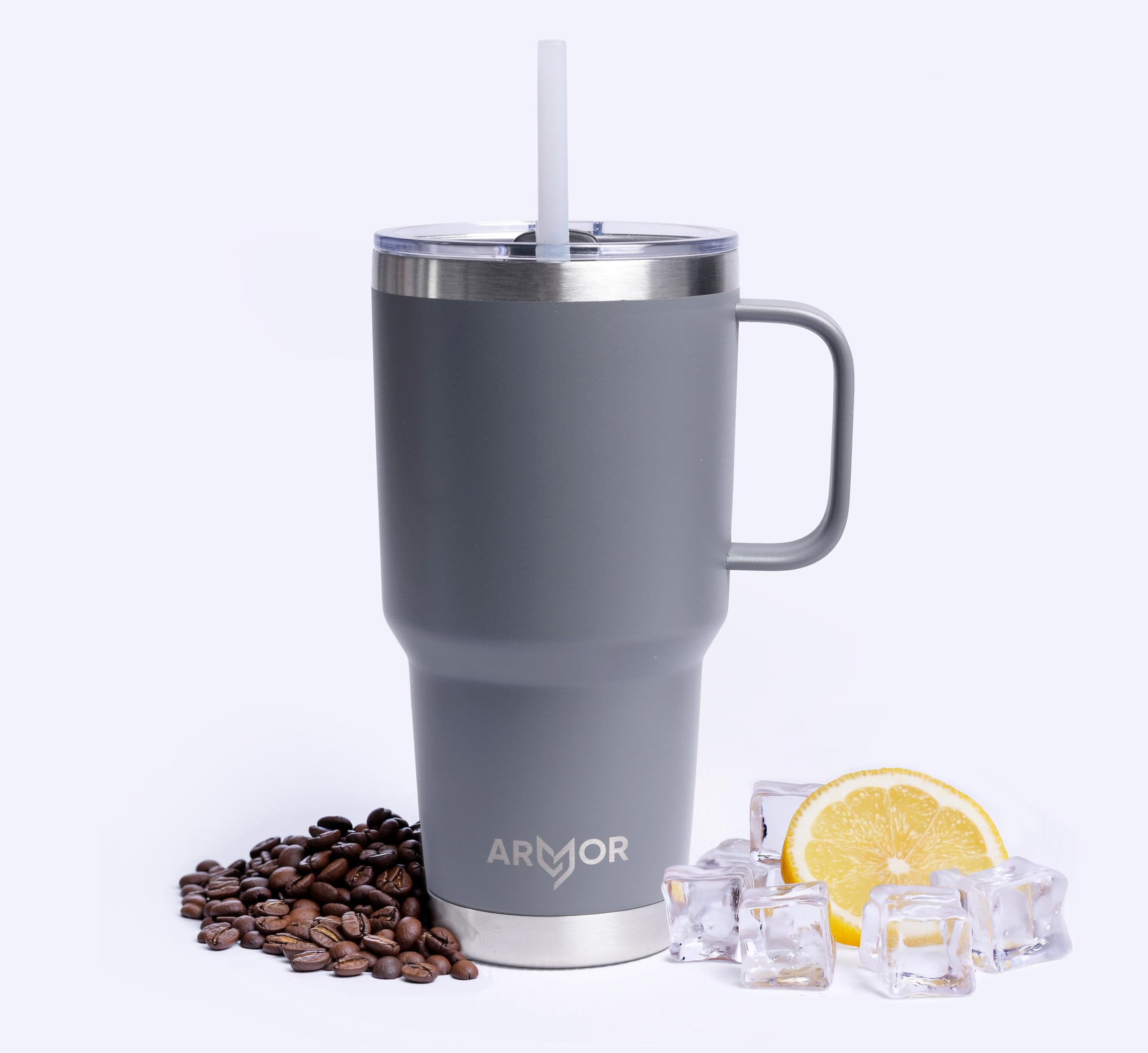 Product Armor 30oz 900ml Stainless Steel Insulated Tumbler (Gotham Grey) – Large Double Wall Vacuum Cup with Spill-Proof Lid – Hot & Cold Travel Mug for Coffee, Water & Iced Drinks