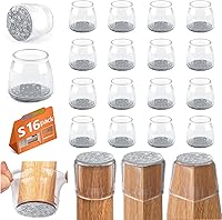 Vista 8 de BAIPOK 36 piezas de protectores cuadrados para patas de silla, protectores de patas de silla de silicona para suelos de madera dura, almohadillas