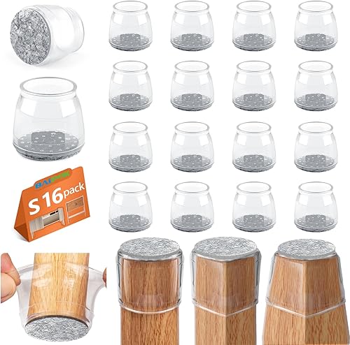 Miniatura 8 de 16 protectores cuadrados para patas de silla, almohadillas de fieltro, protectores de patas de silla para suelos de madera dura, fundas de silicona