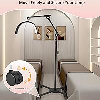 Vista 6 de Luz de media luna para tecnología de pestañas, lámpara de pie LED con base de ruedas, luz de pestañas para extensión de pestañas, tatuadores