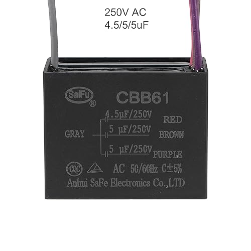Miniatura 4 de uxcell Condensador de ventilador de techo CBB61 4.555uF 250V AC 4 alambres condensador de película de polipropileno metalizado 1.890x1.496x1.024 in