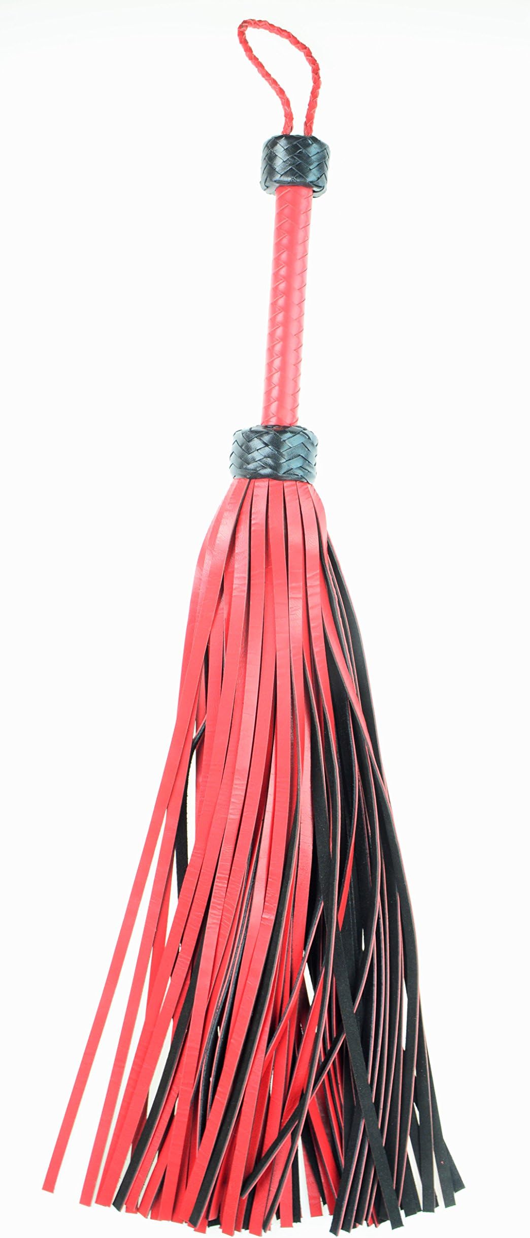 Premium Quality Red and Black Leather Heavy Duty 72 Tail Mop Flogger, Bull Whip, Cat of Nine Tails, Genuine Leather, 30"