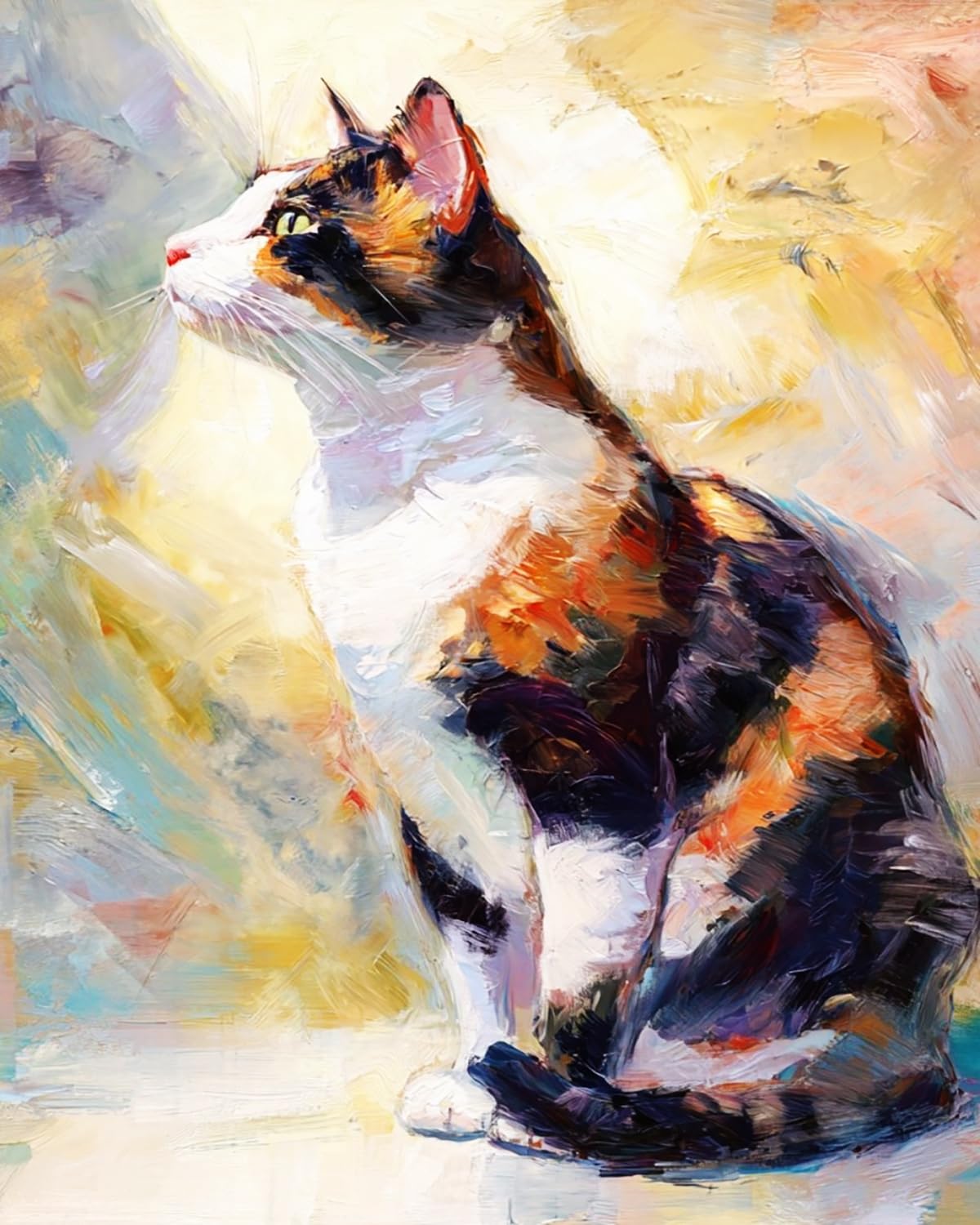 Liubaishi Multicolour Paint By Numbers Kit For Adults, Morning Light Cat, 40X50 Cm, Acrylic On Canvas, With 3 Brushes