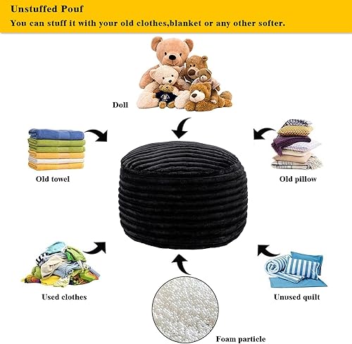 Miniatura 21 de Asuprui Puf otomano sin relleno, reposapiés otomano de 20 x 12 pulgadas, puf redondo para piso, sin relleno, reposapiés con almacenamiento para sala