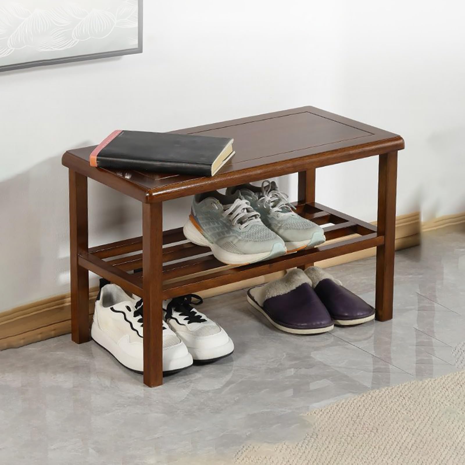 GDMDPTE Shoe Rack Bench,Wood Entryway Hallway Space-Saving Storage Solution