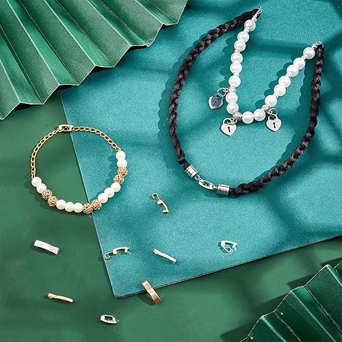 Miniatura 4 de BENECREAT 44 piezas de 6 estilos de cierre plegable de latón, cierres de correa de reloj, pulseras con cierre de broche, extensores de collar para