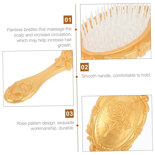 Miniatura 8 de Juego de 5 piezas de espejo de peine de cepillo para el cabello vintage, cerdas sin dolor, cuero cabelludo, soporte de suministros de oficina