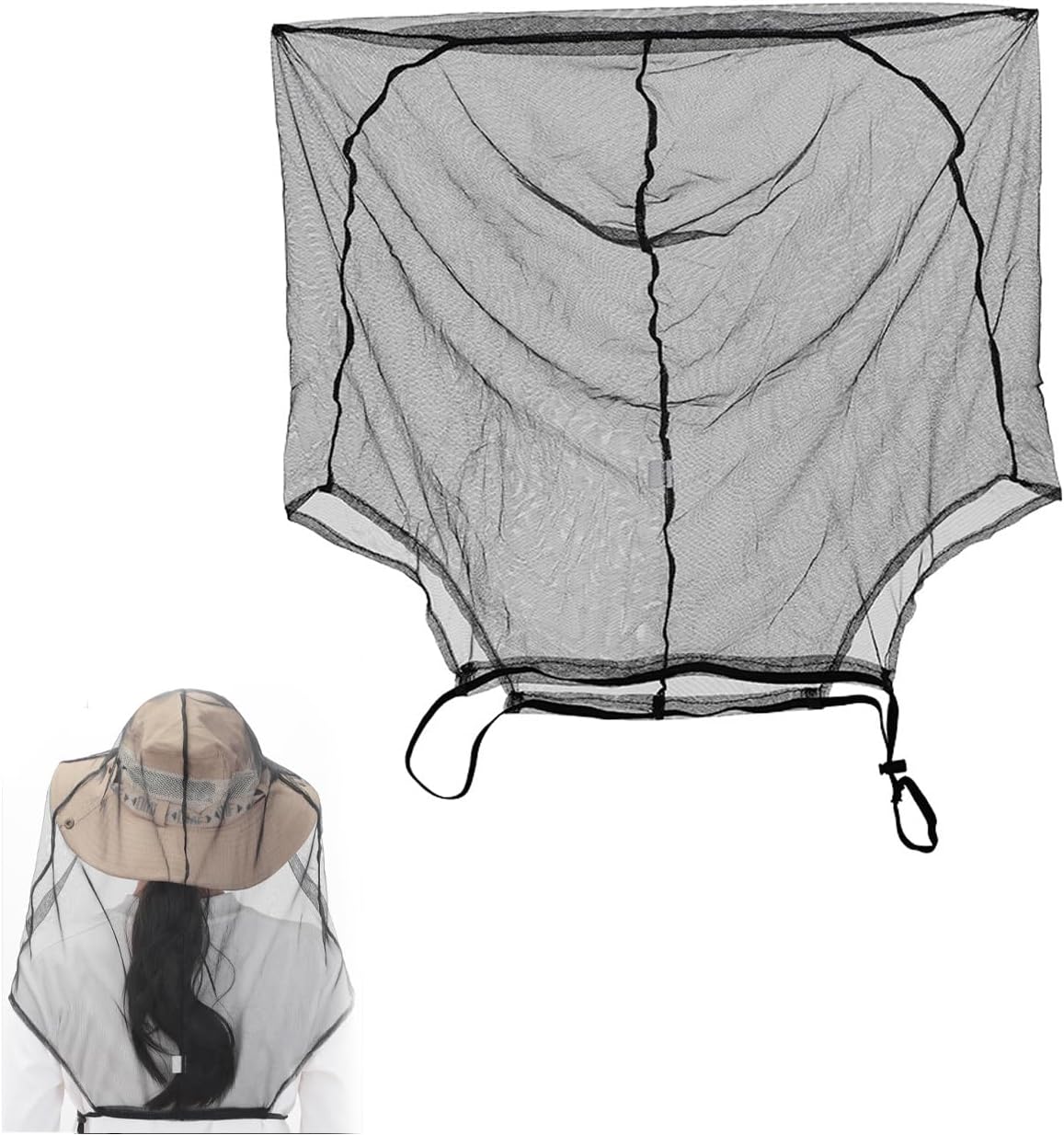 Mosquito Head Net with Chest Straps Ultra Large Face Netting Covers Over Hats Insect Mesh Screen Net Protector for Gardening Hiking Walking Outdoor Trail Trikking Lawn Mowing Fishing Camping