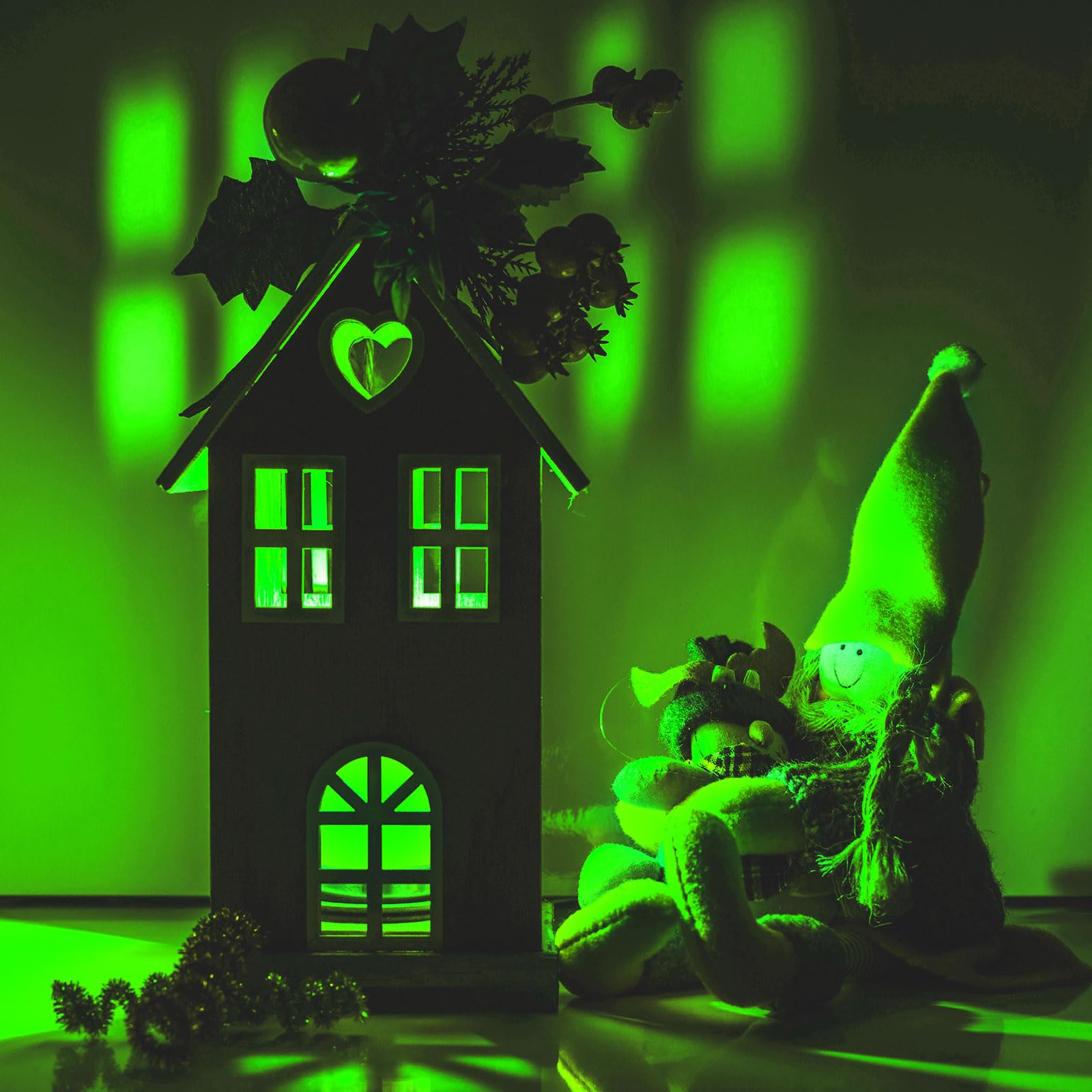 10szt Miniaturowe Lampki LED, Mini Mały Światło z Dołączoną Baterią Micro Reflektor Świateł do Dekoracji Przyjęcia DIY Paper Lantern Akcesoria do Domku dla Lalek (Zielony)