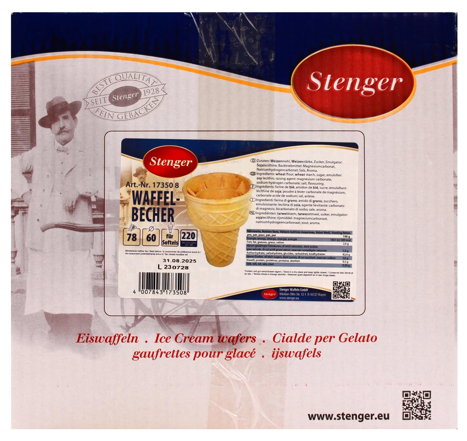 Stenger Waffelbecher groß, (1 x 220 Stück)
