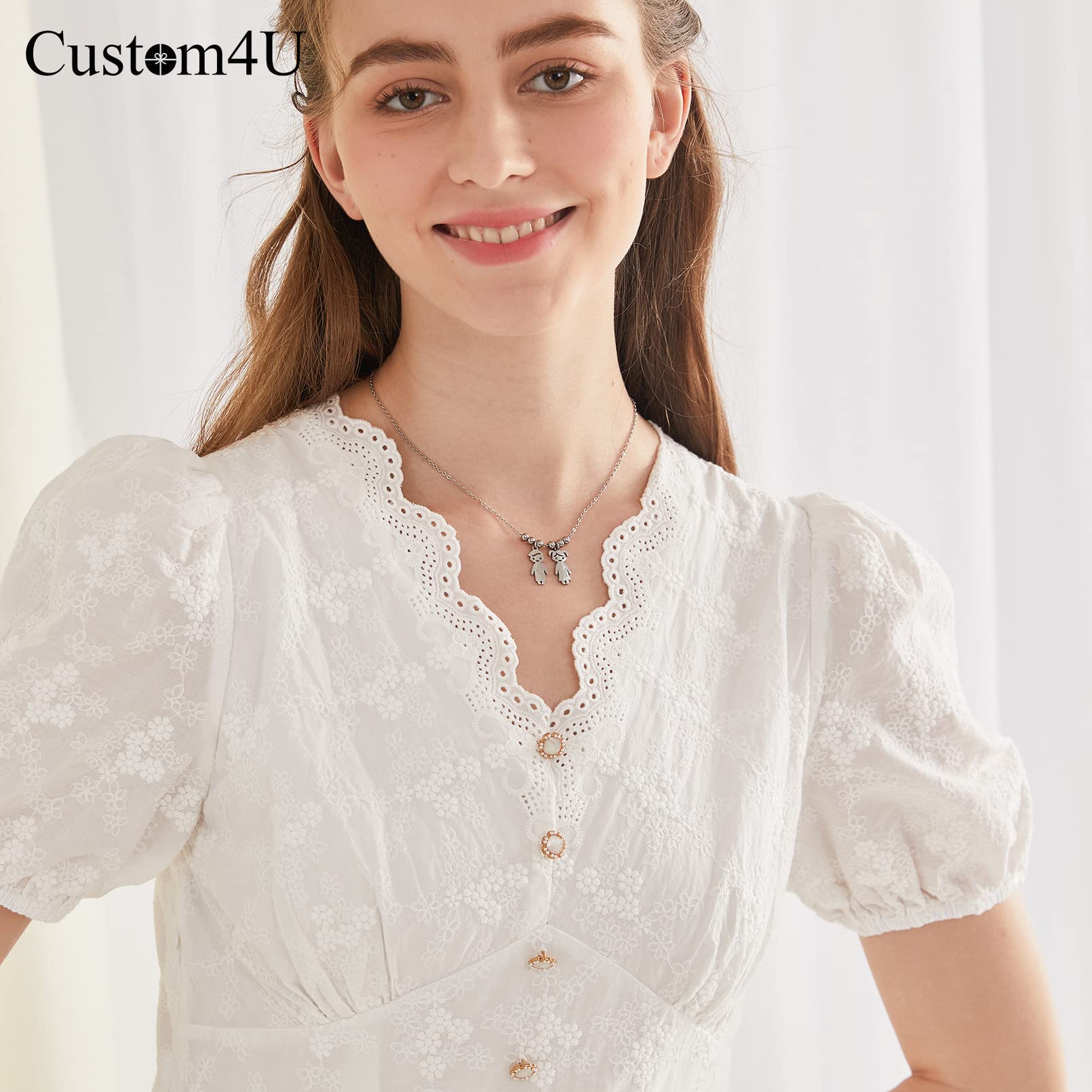 Custom4U Namenskette S925 Silber/Edelstahl Kette mit Namen der Kinder Personalisierte Mutter Name Halskette mit 1-5 Kindernamen Jungen und Mädchen Halskette Geschenk für Mama Oma Mütter