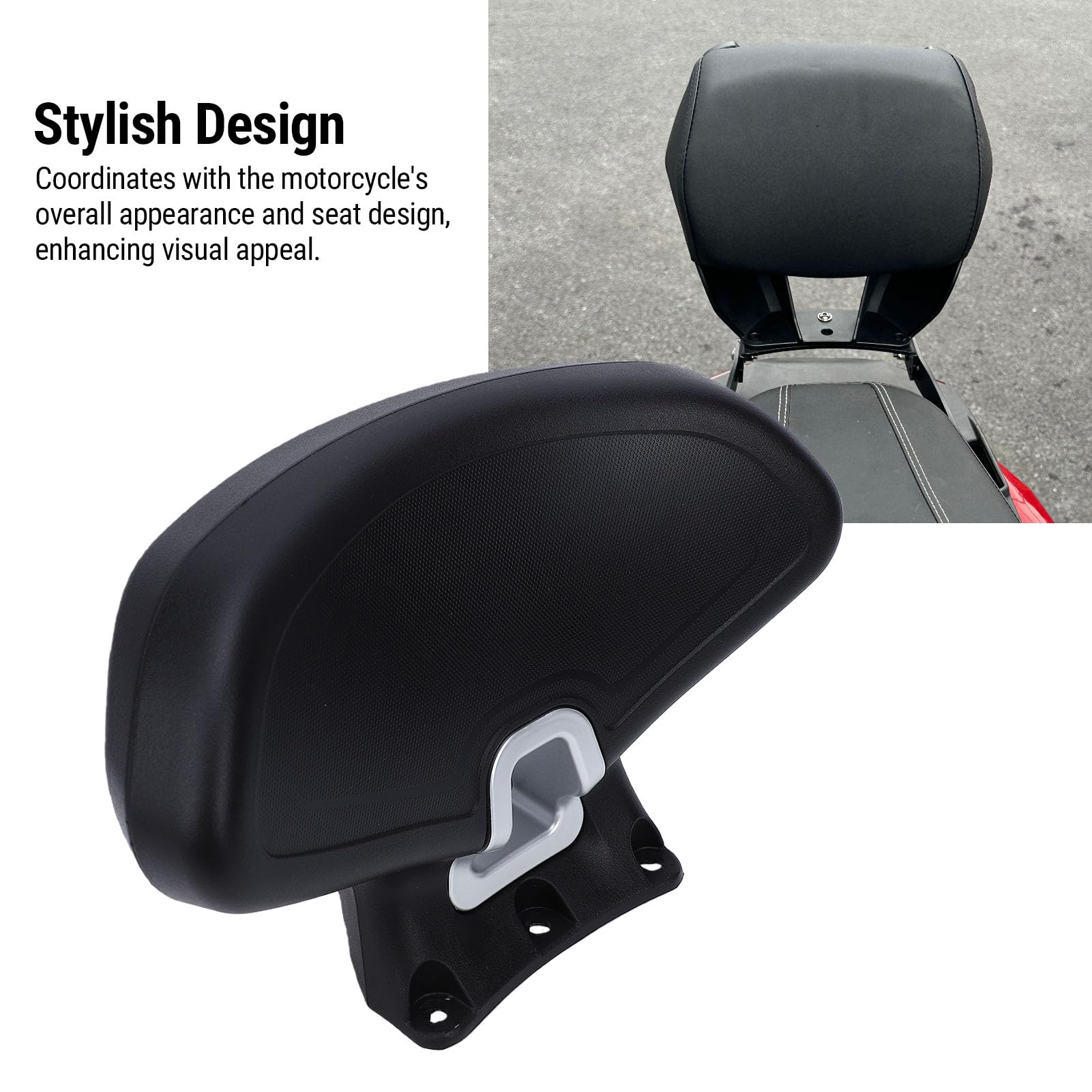 Sxhlseller Respaldo de Motocicleta, Cojín del Respaldo del Pasajero con Base de Aleación de Aluminio, Trasero de Motocicleta Impermeable de Alta Elasticidad para ADV160 ADV350 ZONTES 368G