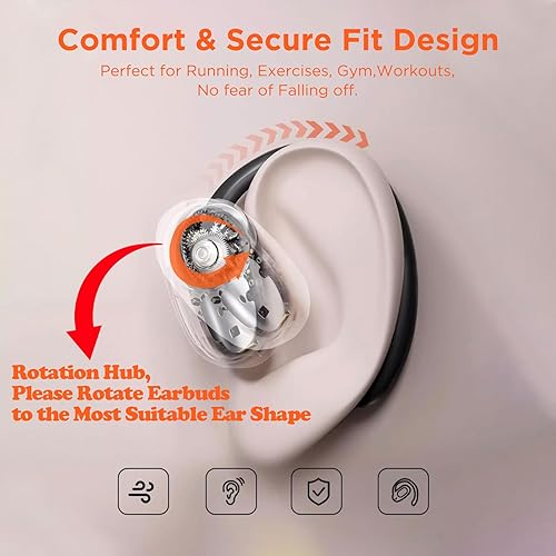 Miniatura 3 de Auriculares Bluetooth inalámbricos 48 horas de reproducción, auriculares deportivos inalámbricos con micrófono, auriculares impermeables para TV,