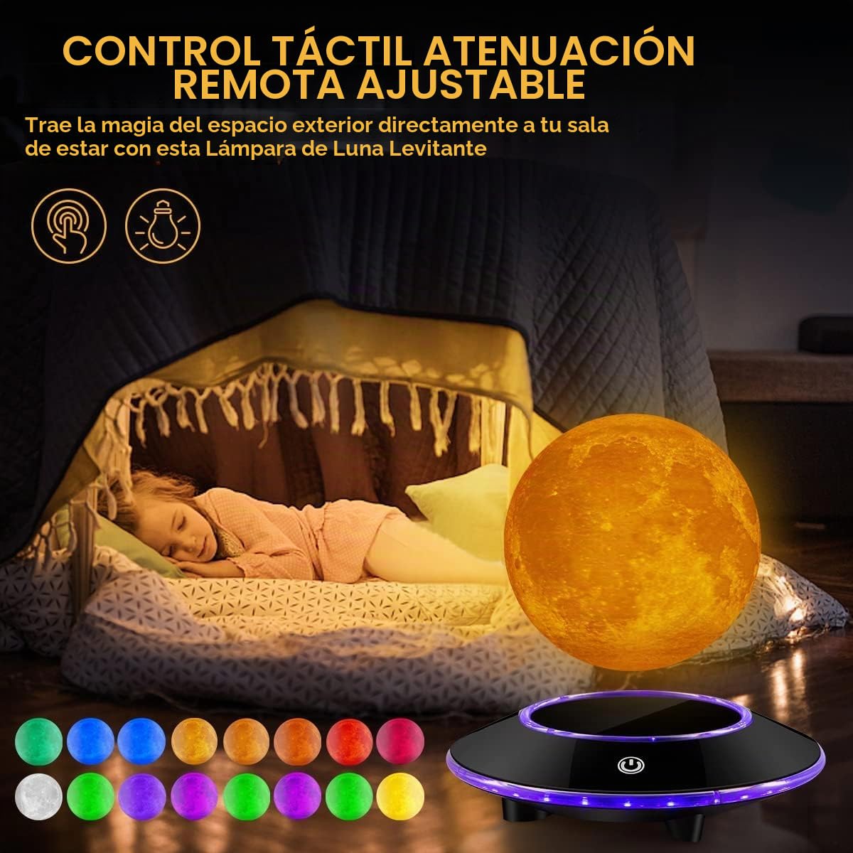 Lámpara de luna levitando magnética flotando y girando en el aire libremente con luces LED que cambian gradualmente para el hogar, decoración de oficina, regalos únicos para las fiestas