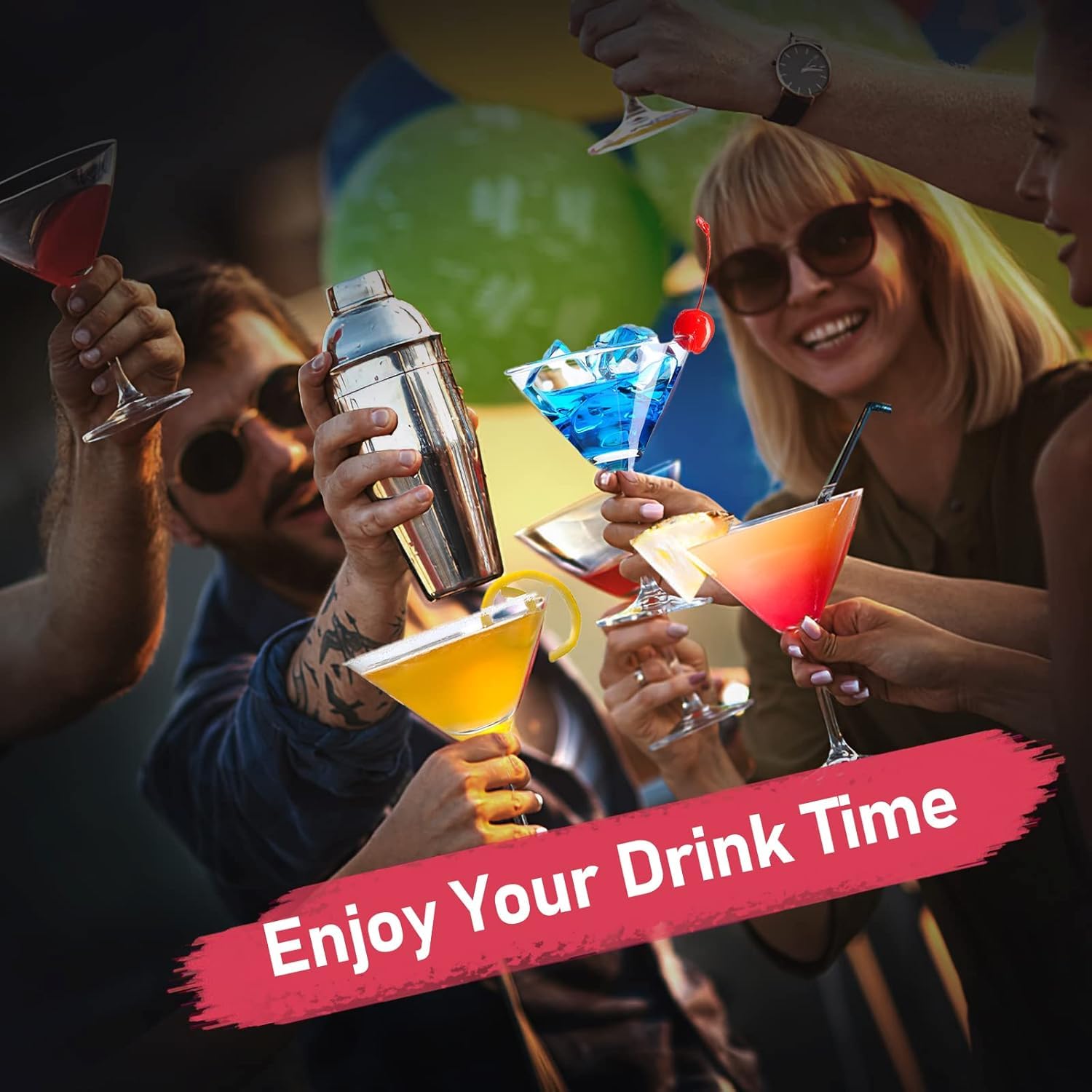 Coctelera de 25 onzas con colador integrado para camarero, mezclador profesional de margaritas de acero inoxidable 18/8 para bebidas mixtas (negro)