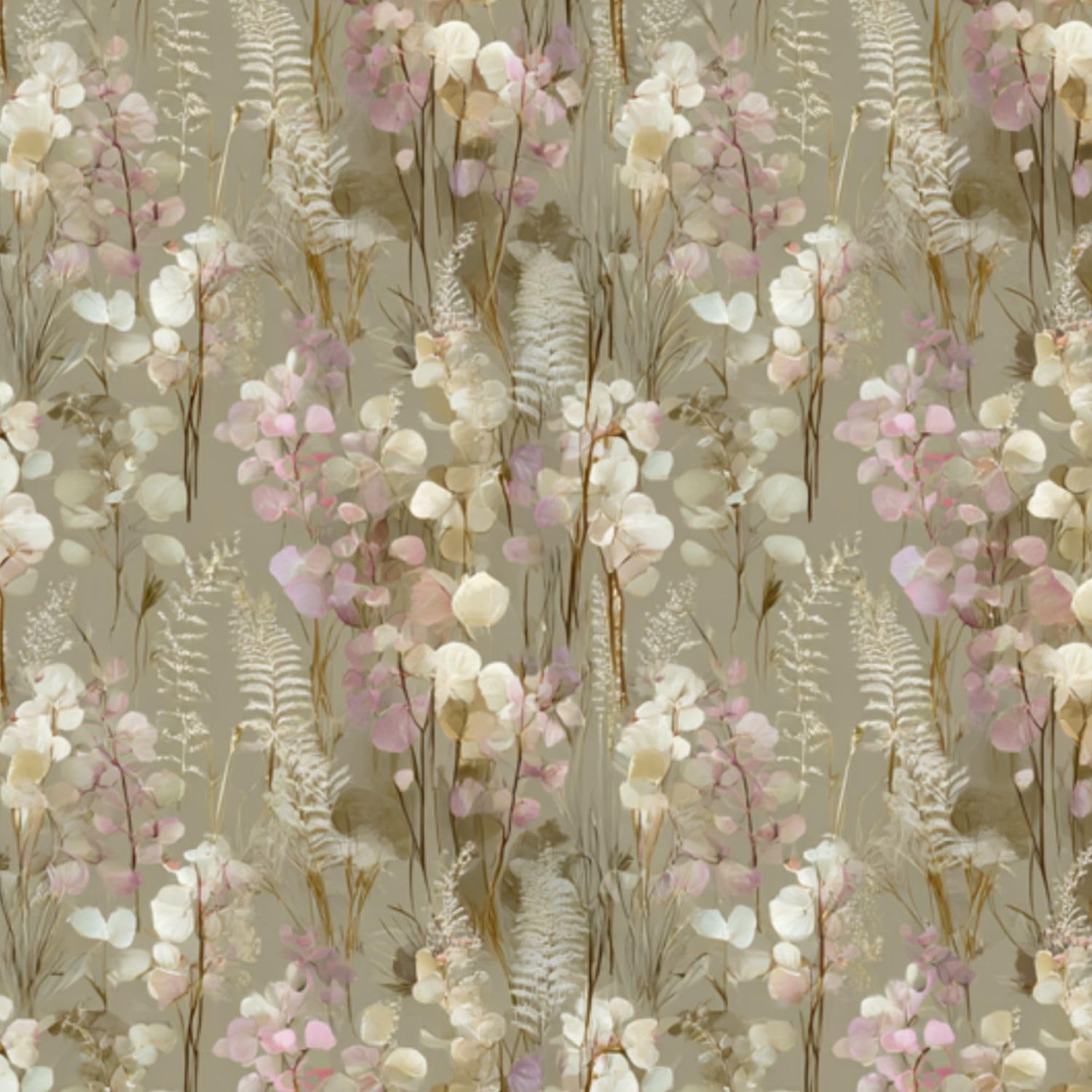 DERUINVAIO Self Adhesive Feature Removable Watercolor Wildflower Botanical Seamless Peel and Stick Vinyl Wallpaper Roll, Sticky Lining Paper for Bedroom, Living Room, Kitchen Walls