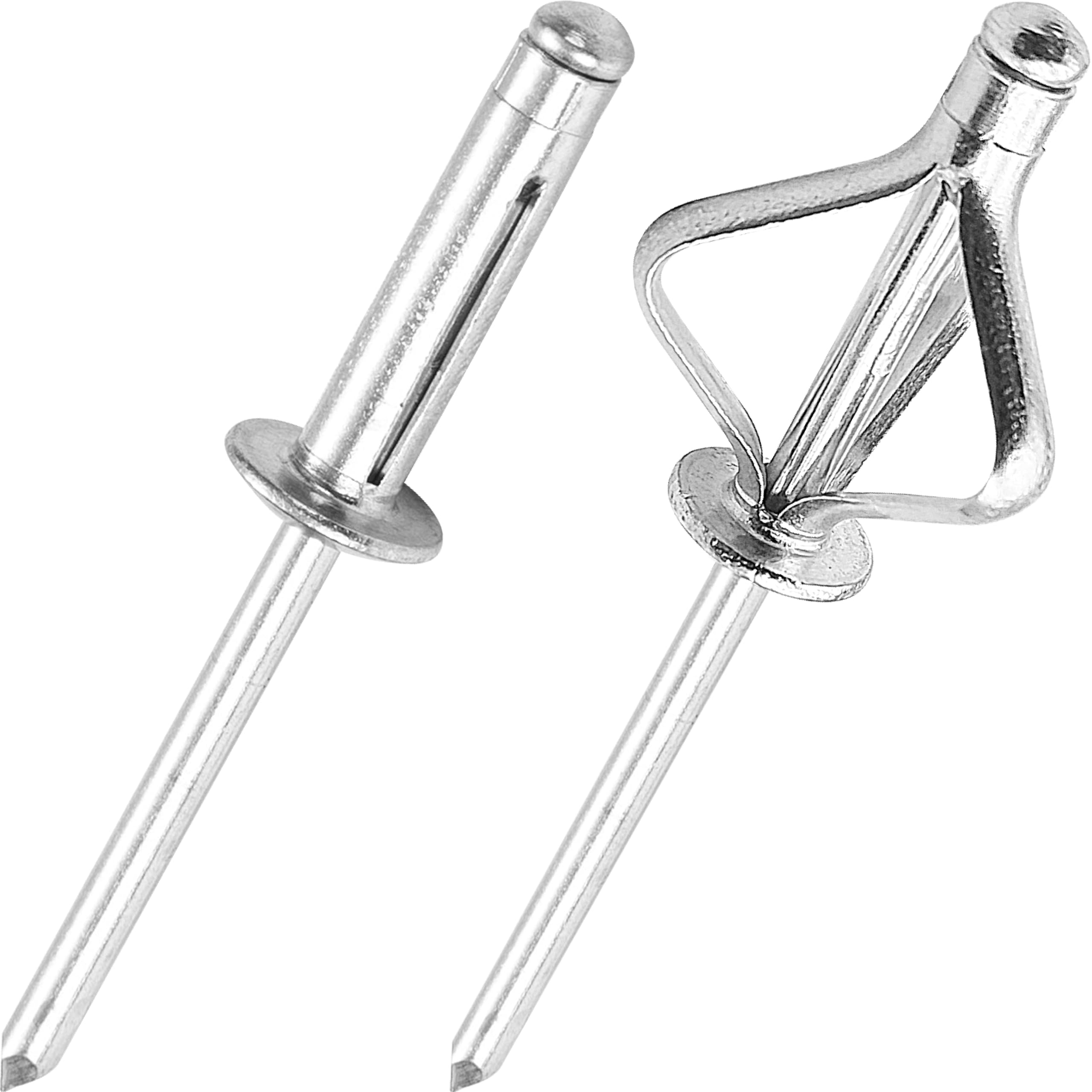 JIANDAXIN 50Pcs Tri-Fold Aluminum Blind Rivets,Tri Grip Exploding Assortment Bulb Style Pop Rivets for Automotive, Soft or Plastic Materials (Silver, 1/4