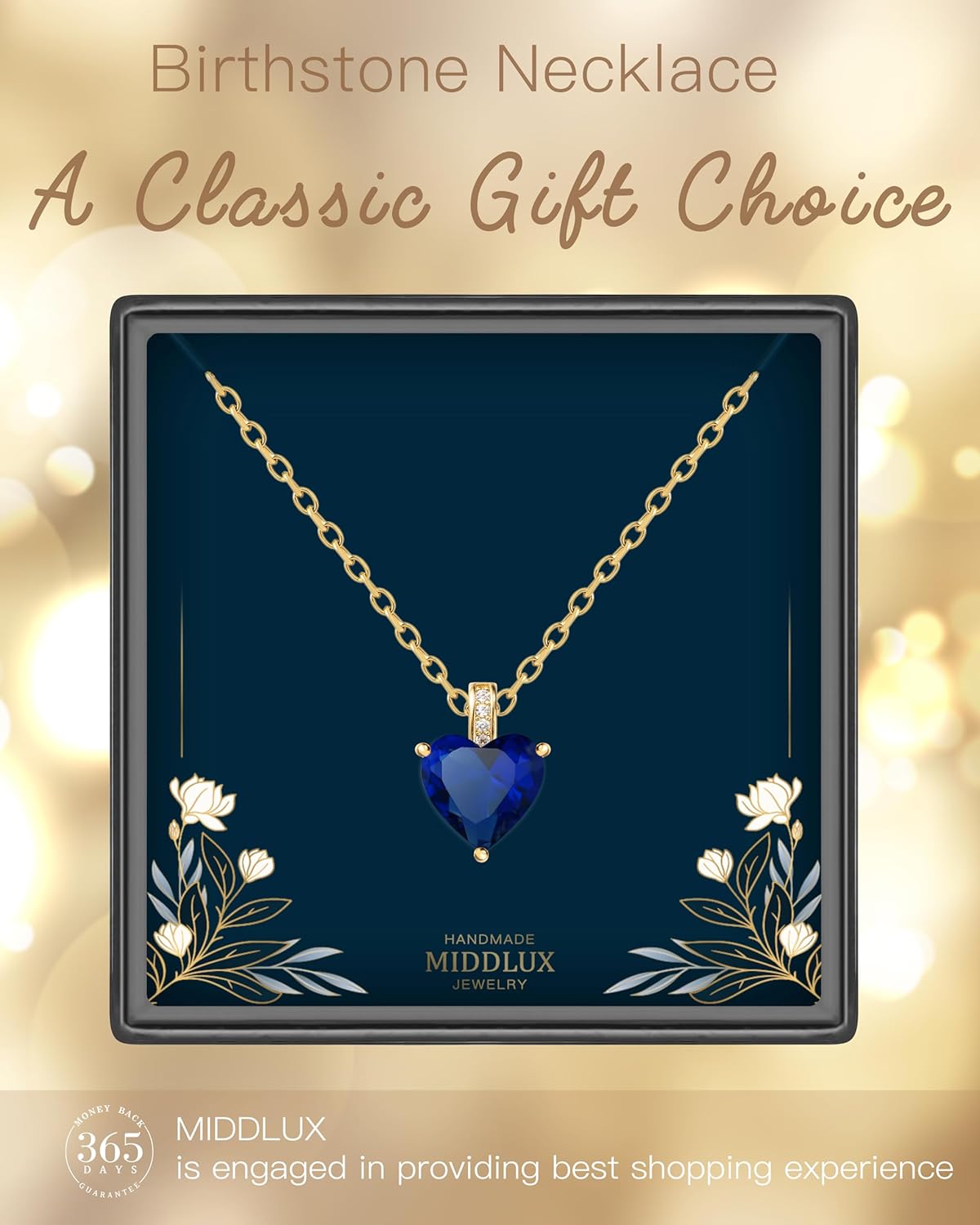 Genuine Birthstone Necklace for Women, Heart Love Necklace, Birthday Gifts for Her - Image 8