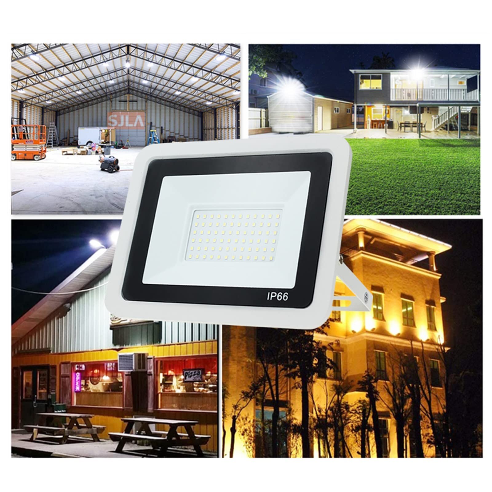 Reflektory zewnętrzne wodoodporne IP66 LED 10W 20W 30W 50W 100W Smart IC 220V białe oświetlenie zewnętrzne SMD 2835 do oświetlenia ulicznego,Cold White-WHITE SHELL-20W