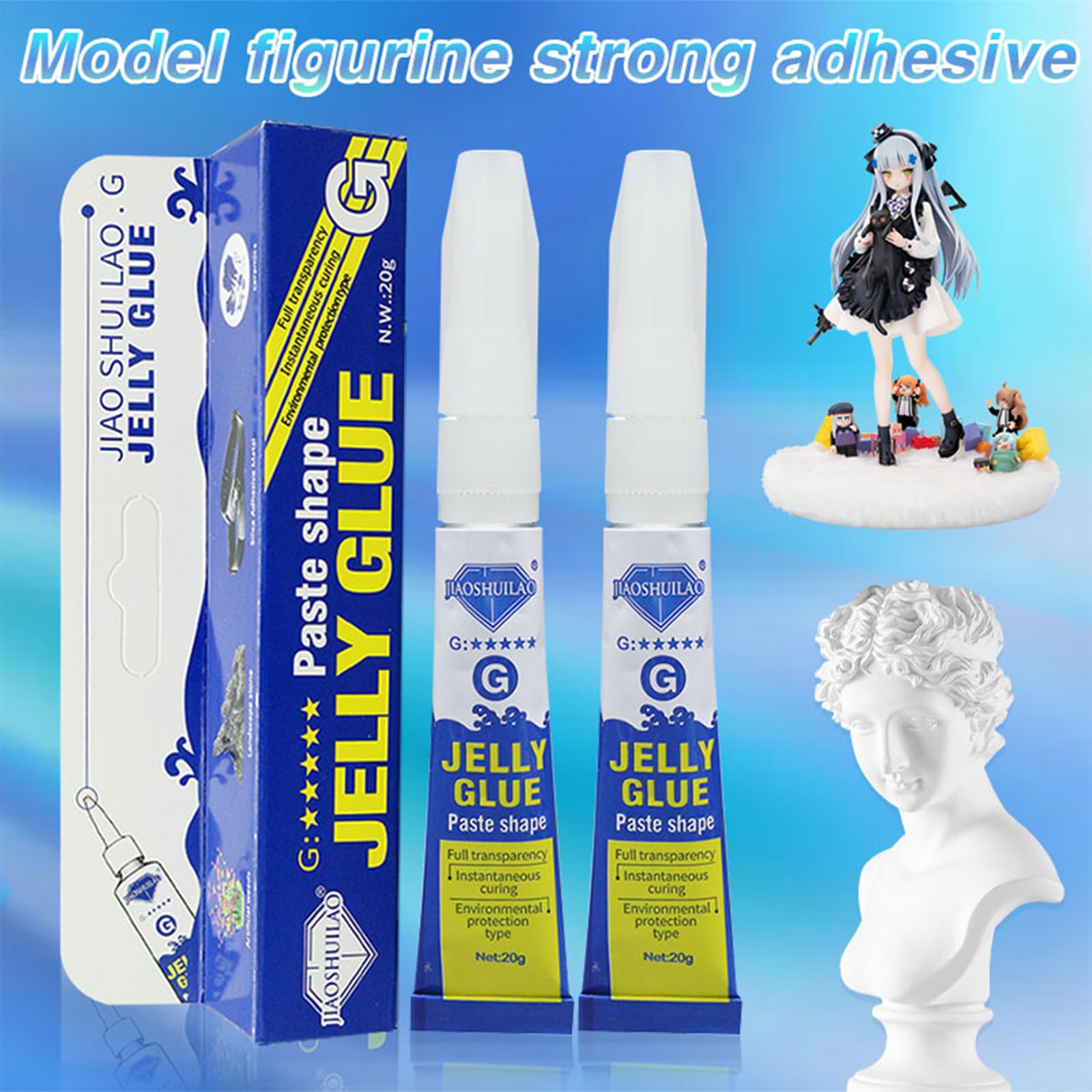 Jelly Glue G Fast-Drying Super Glue All Purpose Clear Adhesive for Plastic Model Toys Metal Glass Ceramic Stone Wood Nylon Phones Cases (3g*9/0.1 oz)
