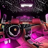 Vista 8 de AKEPO 3 en 1 Starlight Headliner Kits: Efecto Meteoro+6W RGBW Fibra Óptica Estrellas Luces+4 Coche Bajo Dash LED Luz, Música Sync App Control Fibras