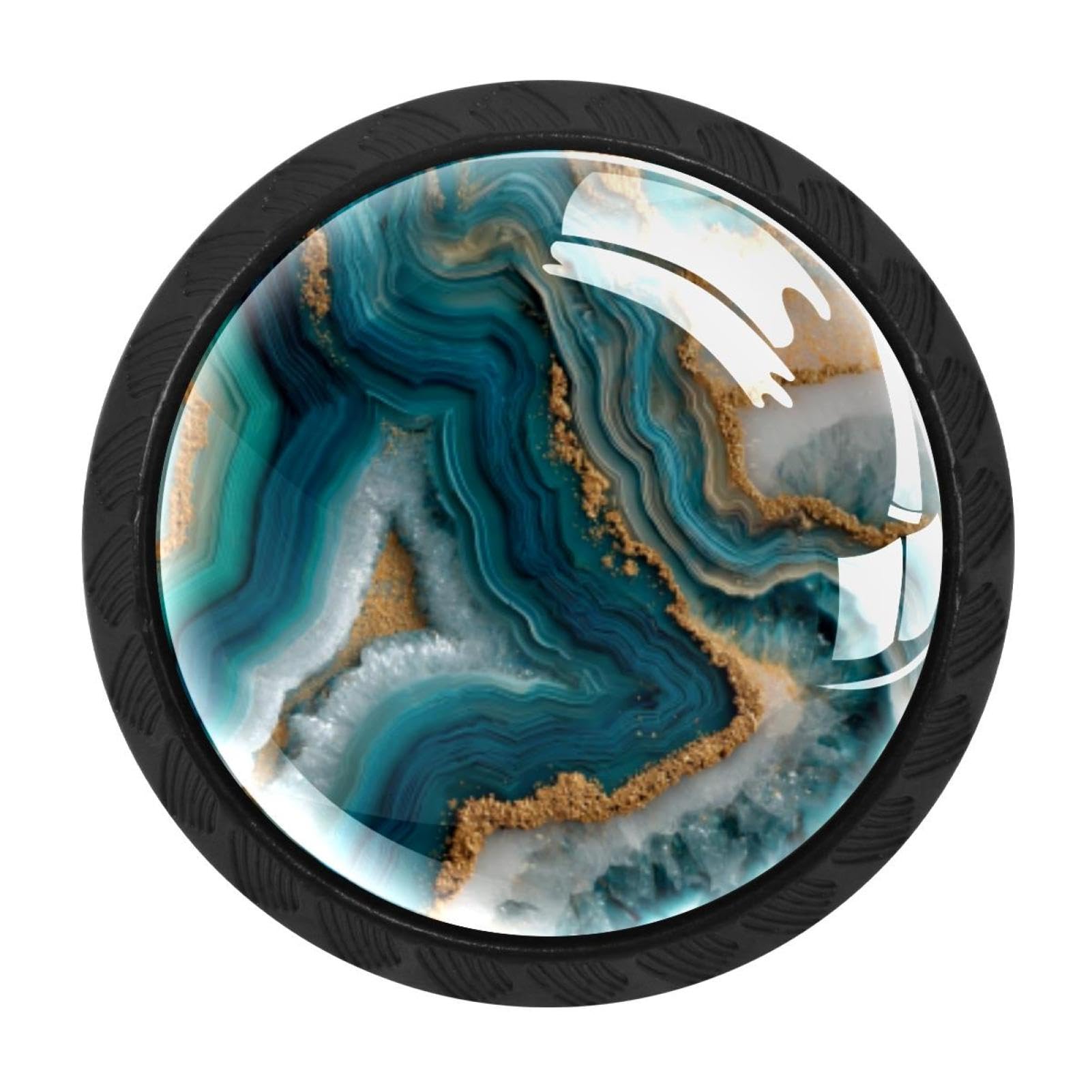 CHENZZZZ 4 Pieces Kitchen Cabinet Knobs Teal Agate Texture (2) Drawer Knobs Dresser Knobs Drawer Pulls Door Knobs Dresser Drawer Handles Knobs for Dresser Drawers