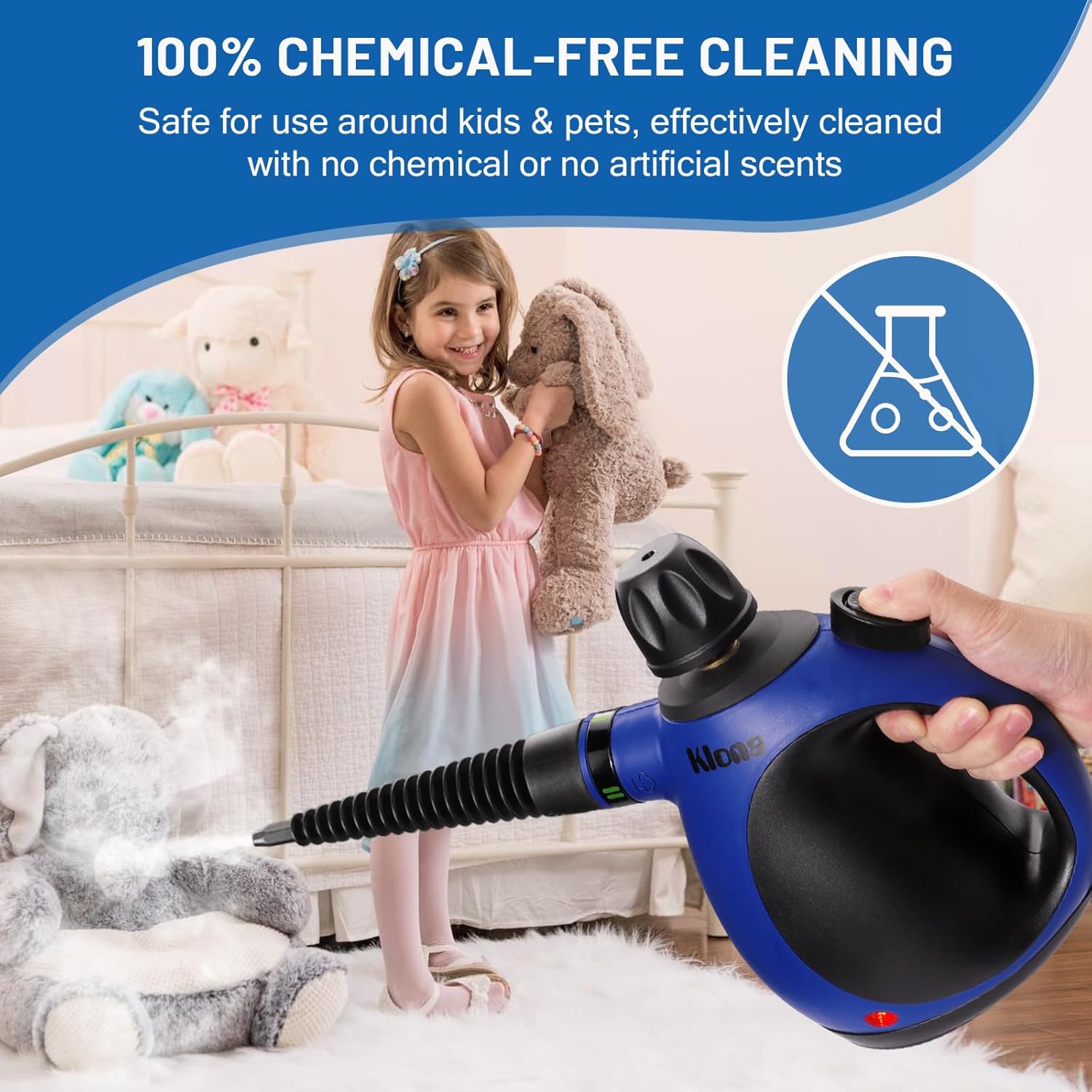 Klona Handheld Steam Cleaner, Steam Cleaner for Home with 10 Accessory Kit, Multipurpose Portable Upholstery Steamer Cleaning with Safety Lock to Remove Grime, Grease, and More - Image 9