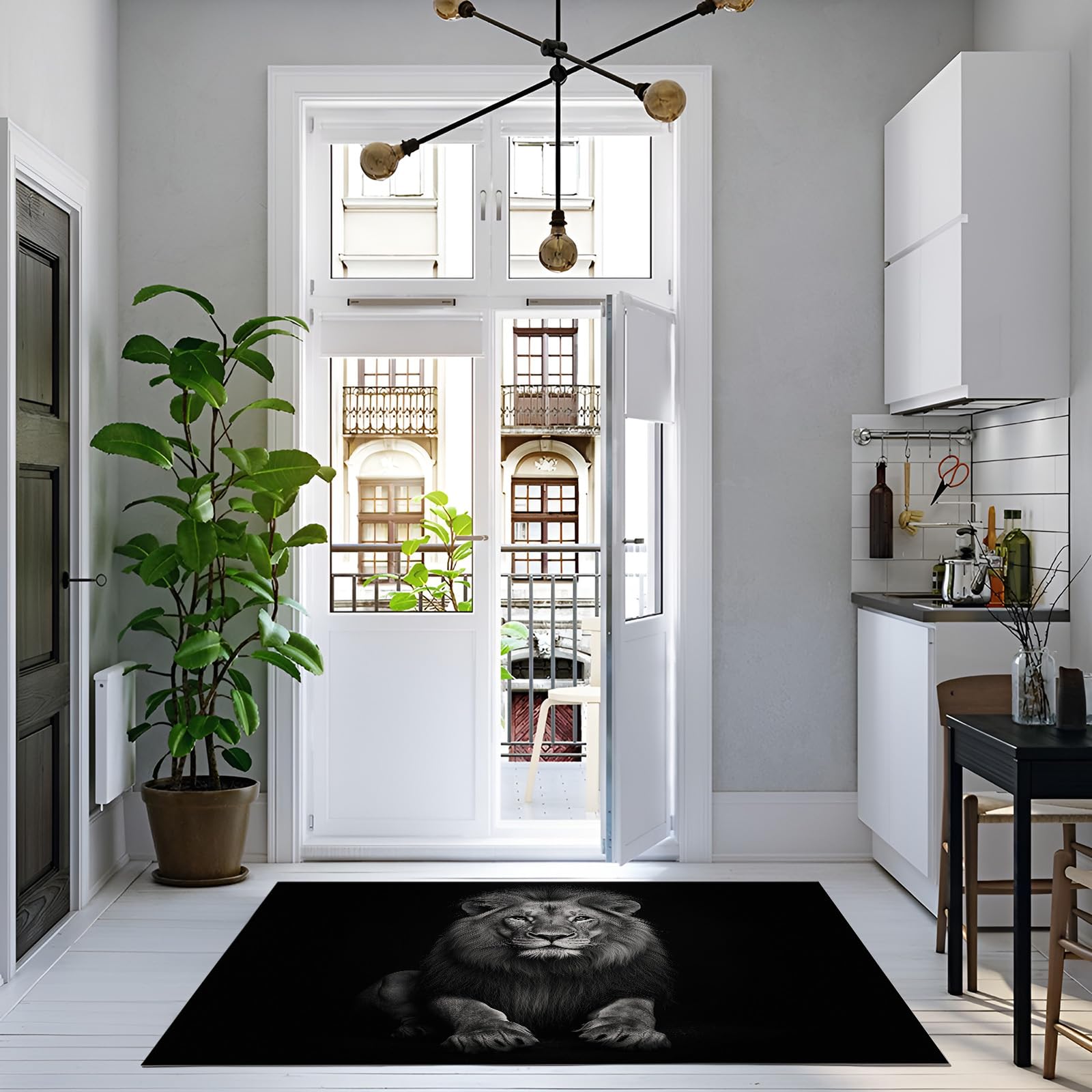 Tapis lion poil court au design moderne pour salon et chambre adulte