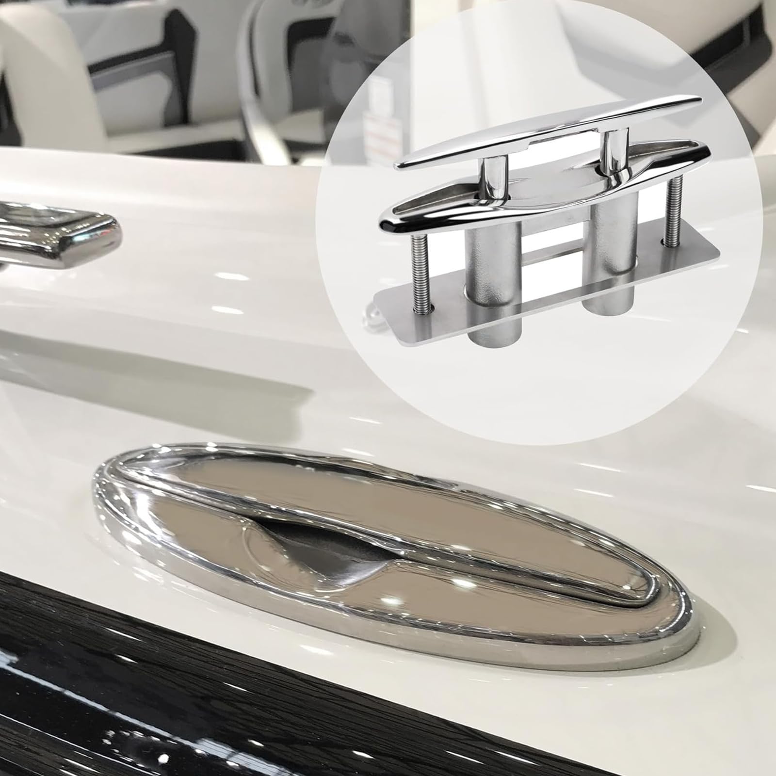 Handgefertigte, eingebettete Bootsklampe aus 316-Edelstahl mit elegantem Design für Verschiedene Marineanwendungen Klampe Yacht Look