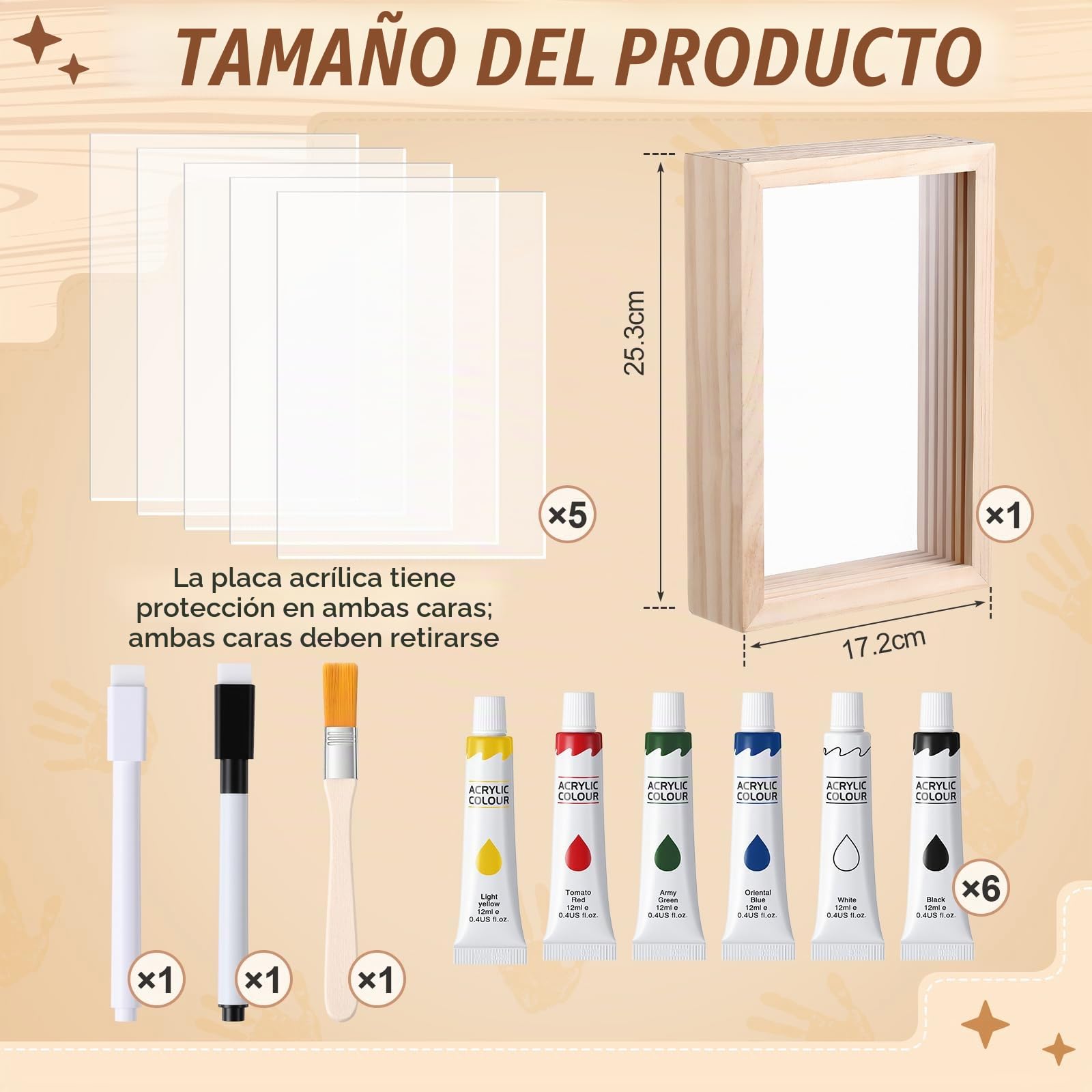 Marco LED para Huellas de Manos y Pies de la Familia 5 Láminas Acrílico 6 Colores Marco de Madera Artesanal Recuerdos Regalos para el Día Madre Día del Padre Navidad y Actividades Familiares
