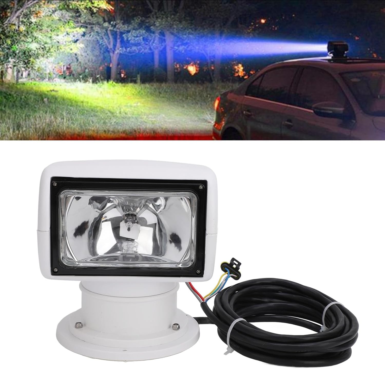 aqxreight Boat Spotlights, Marine Search Lights Watertight 100W 360 Degree Rotating Portable Boat Halogen Spotlight with Remote Control Fit for Yachts (24V), aqxreight0uxszeo7h6-12