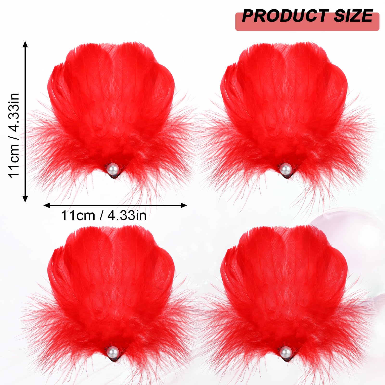 MWOOT 4 Pcs Red Feather Hair Clips - Image 2