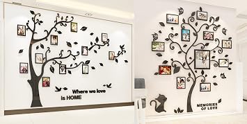 3D Tree Wall Stickers - DIY Photo Frame Tree Wall Decal Family Photo Frame Sticker Murals Wall Decor for Living Room Bedroom TV Background Home Decorations