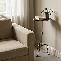 Vista 7 de Metal Side Table, Martini Style Coffee Table Vintage Small Round Aceent Table 23inch for Living Room Bedroom Antique