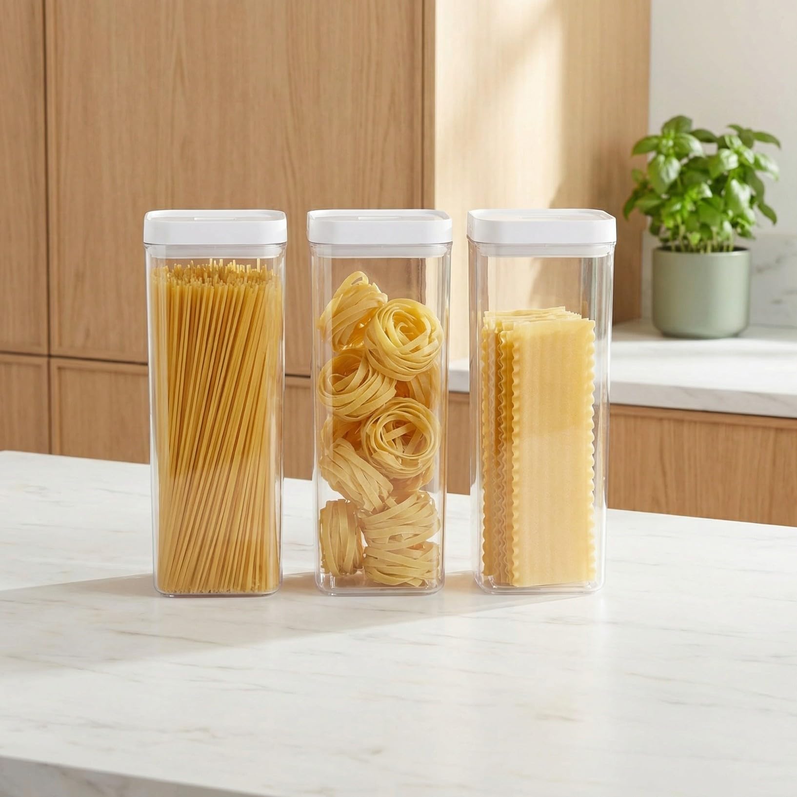 5stücke Pasta Aufbewahrungsbehälter Für Spaghetti Und Trockene Nudeln Wiederverwendbare Luftdichte Aufbewahrungsbox Für Küche Transparentes Design Optimalen Organisation Von