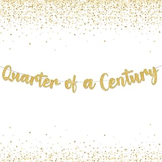 25th Birthday Banner Quarter of a Century Banner Gold Funny 25th Birthday Decorations Party Supplies for Women Men
