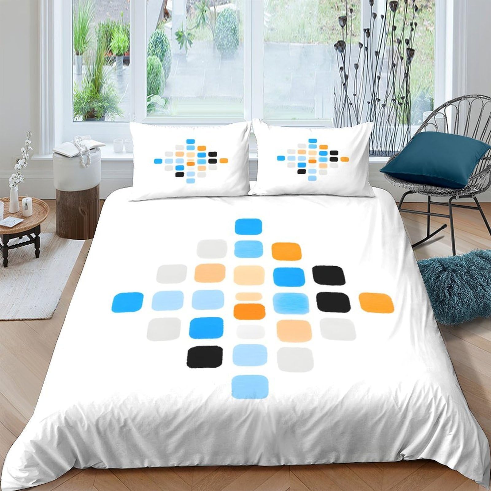 Ctjqhvkz Style-10 3D Printed Geometric Color Block Fitted Sheet Microfiber Soft Modern Abstract Bed Cover For Bedroom Dorm Mattress Decoration Single（135X200cm）