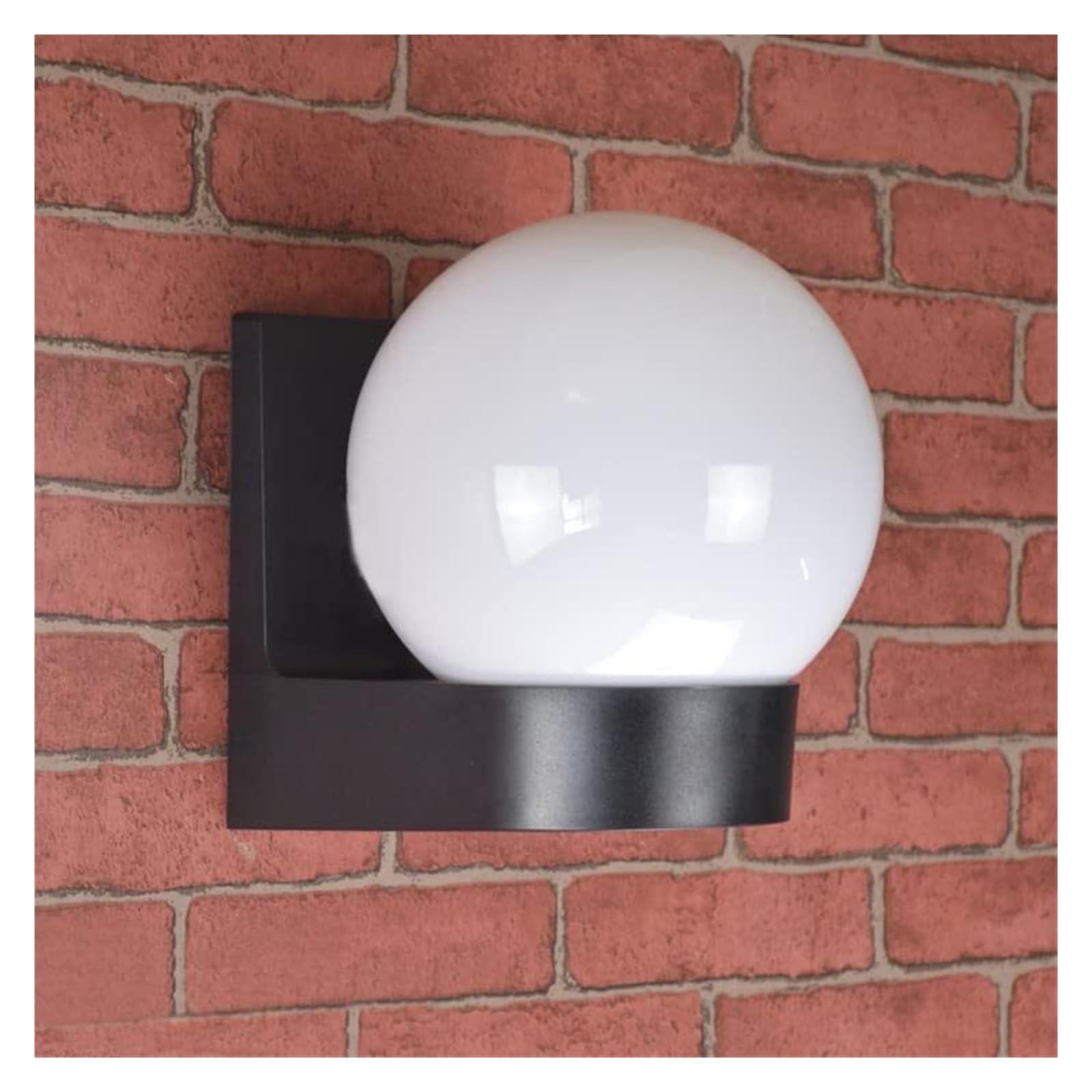 Khukhu Black Base(3W) 15W Led Outdoor Light Fixture Terrace Wall Lanterns Lamp E27 Bulb,Waterproof Exterior Wall Sconce Lamp,Pmma Milky White Lampshade(,6000K)