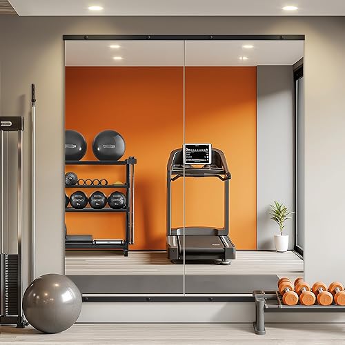 Vista 14 de Espejo de Gimnasio para Pared, 48x24x3PCS de Longitud Completa, Espejo Grande de Cuerpo Sin Marco de Vidrio para Gimnasio en Casa, Entrenamiento